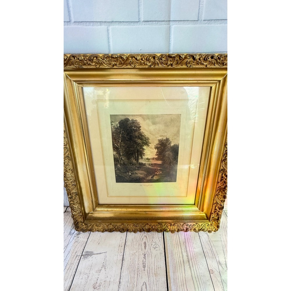 1905 John Constable The Cornfield Print A.W. Elson & Co Ornate Gilt Frame 13x15